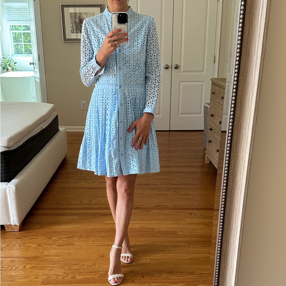 Michael Kors Sky Blue Eyelet Blouse